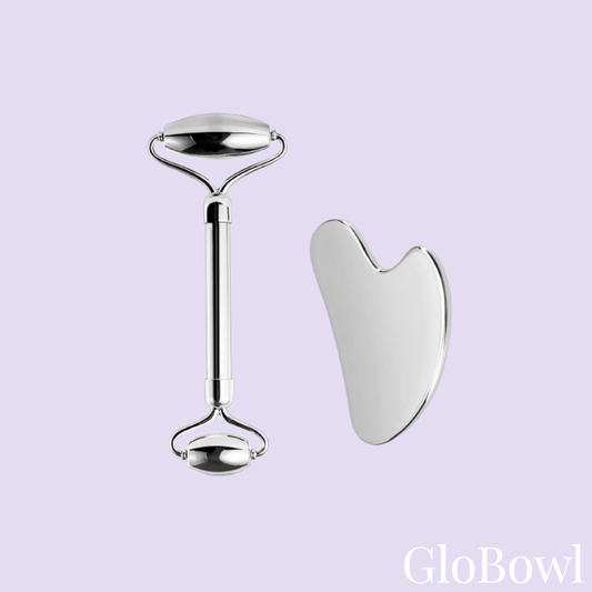 Rouleau Facial et Gua Sha en Acier inoxydable