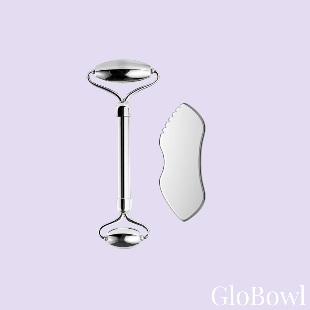 Rouleau Facial et Gua Sha en Acier inoxydable