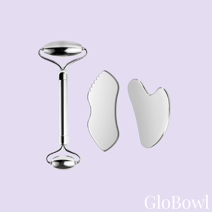 Rouleau Facial et Gua Sha en Acier inoxydable